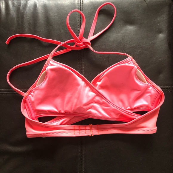 PINK bathing suit top. Coral color. Lightly lined. Size XS. - Picture 2 of 3